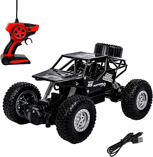 Cable World® Remote Control Rock Crawler, 5 Function High Speed 1:18 Rc Car Toys for Boys 2Wd Off Road Vehicle Toy Cars for Kids Monster Truck Rock Climbing Car Toy for Kids,(Black)