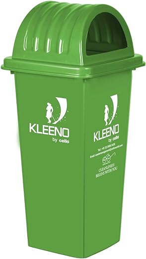 Cello Kleeno Dome Lid Plastic Garbage Dustbin Bucket 110 LTR - Green, Manual-lift