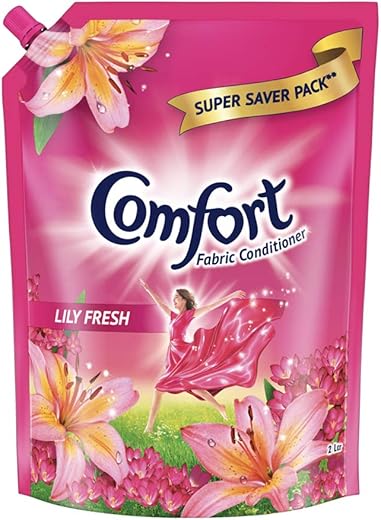 Comfort Lily Fresh Fabric Conditioner 2 L Refill Pack | After Wash Liquid Fabric Softener (Offer Pack) | Softness, Shine & Long Lasting Freshness