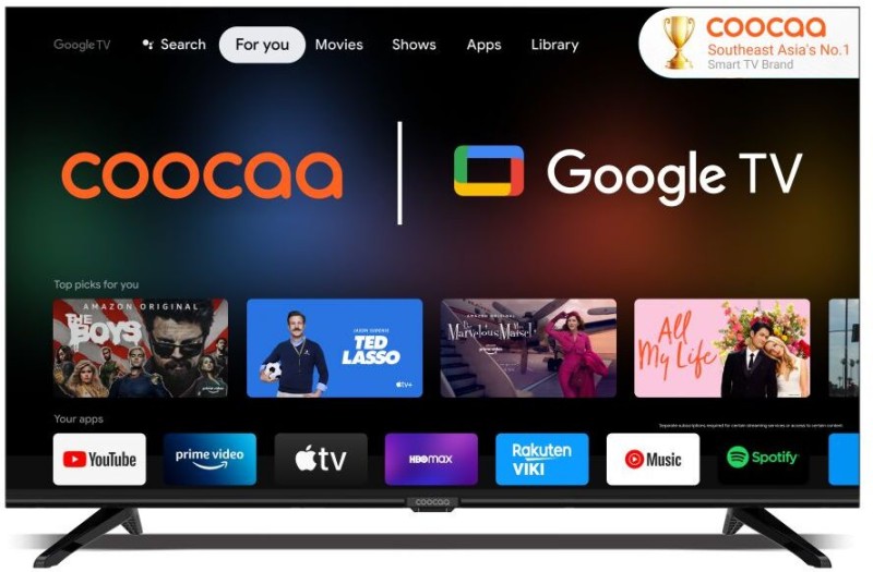 Coocaa Frameless 138 cm (55 inch) Ultra HD (4K) LED Smart Google TV with HDR 10 Dolby Audio and Eye care technology(55Y72)