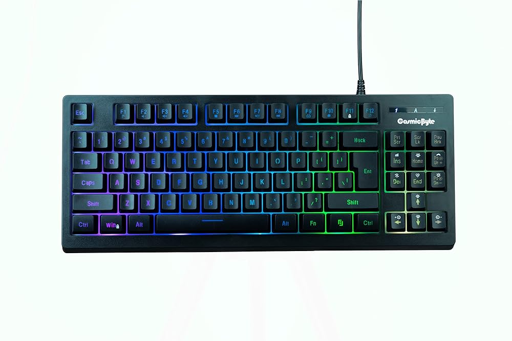 Cosmic Byte CB-GK-22 Veritas TKL Membrane Keyboard with RGB LED, Double Shot Keycaps and Sonic Spectrum (Black)
