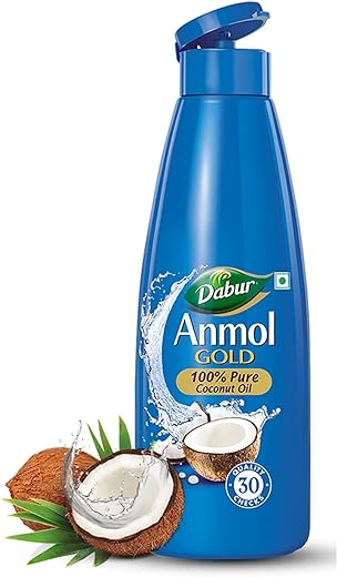 Dabur Anmol Gold 100% Pure Coconut Oil - 600ml | Natural | Nariyal Tel | Sourced from Handpicked Sundried Coconuts | Multipurpose Oil