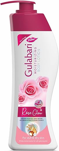 Dabur Gulabari Moisturizing Body Lotion - 400ml For Dry & Dull Skin, Made with 100% Organic Rose Oil, Dermatologically Tested and Paraben Free