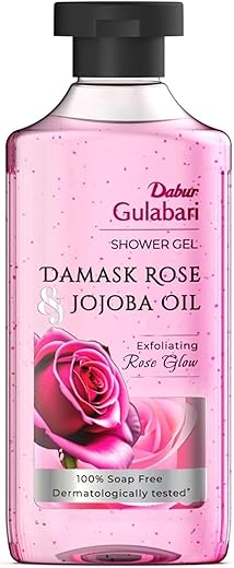 Dabur Gulabari Shower Gel-Damask Rose & Jojoba Oil-250ml|Rose Extract Beads for Exfoliation|Damask Rose Fragrance|No Parabens & Silicones|99% Pure Glycerine|100% Soap Free Body wash