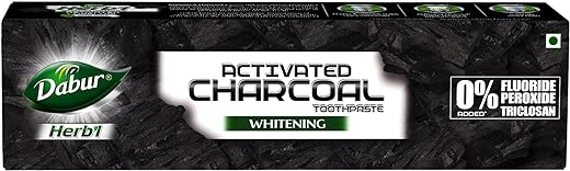 DABUR Herb'L Activated Charcoal Toothpaste-120G|Black Gel Toothpaste|Whitening Toothpaste|Fluoride Free|Fights Plaque&Extrinsic Stains|With Power Of Charcoal&Mint|Cool&Refreshing Mouth Experience