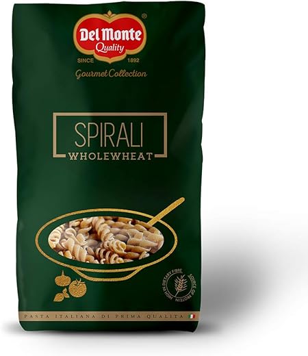 Del Monte Spirali Pasta Whole Wheat (Imported from Italy), 500 grams