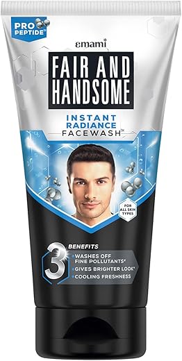 Fair and Handsome Instant Radiance Face Wash | Pro-Peptide | Instant Radiance| Washes of Fine Pollutants | Cooling Freshness | 150g