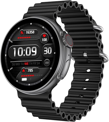 Fire-Boltt Asteroid 1.43” Super AMOLED Display Smart Watch, One Tap Bluetooth Calling, 466 * 466 px Resolution, 123 Sports Modes, in-Built Voice Assistance, 350mAh Large Battery (Black)