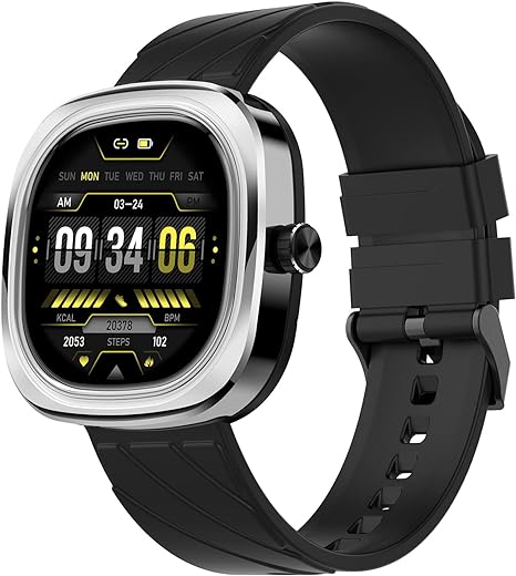 Fire-Boltt Collide 1.32" Display Smartwatch, Bluetooth Calling with Body Shielding Metal Paint, Single BT Connection, BT 2.0 Ultra Low Power Consumption, SpO2 (Silver Black)