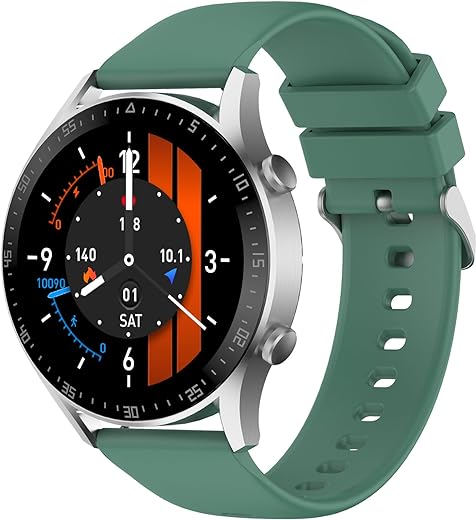 Fire-Boltt India's No 1 Smartwatch Brand Talk 2 Bluetooth Calling Smartwatch with Dual Button, Hands On Voice Assistance, 120 Sports Modes, in Built Mic & Speaker with IP68 Rating (Silver Green)