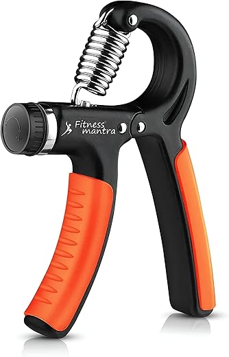 Fitness Mantra® 10KG To 60KG Weight Adjustable Hight Quality Hand Gripper for Men & Women |Hand Grip|Finger Exerciser|Power Gripper|Hand Exerciser Equipment|Hand Strengtheners [Orange Color]