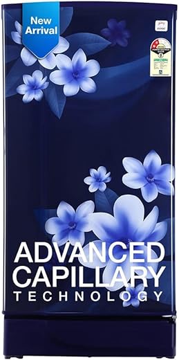 Godrej 180 L 2 Star Advanced Capillary Technology, With Jumbo Vegetable Tray Direct Cool Single Door Refrigerator(2023 Model, RD EDGE 205B WRF PP BL, Pep Blue)