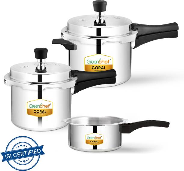 Greenchef Coral Combo 5 L, 3 L, 2 L Outer Lid Pressure Cooker  (Aluminium)