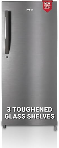 Haier 190L 4-Star Direct Cool Single Door Refrigerator (HED-204DS-P, Dazzle Steel, 2024 Model)