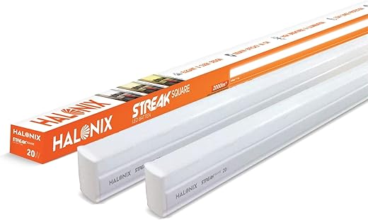 Halonix 20-watt LED Batten/Tubelight | Streak square 4-ft LED Batten for Living Room & Bedroom | Cool day light, Pack of 2