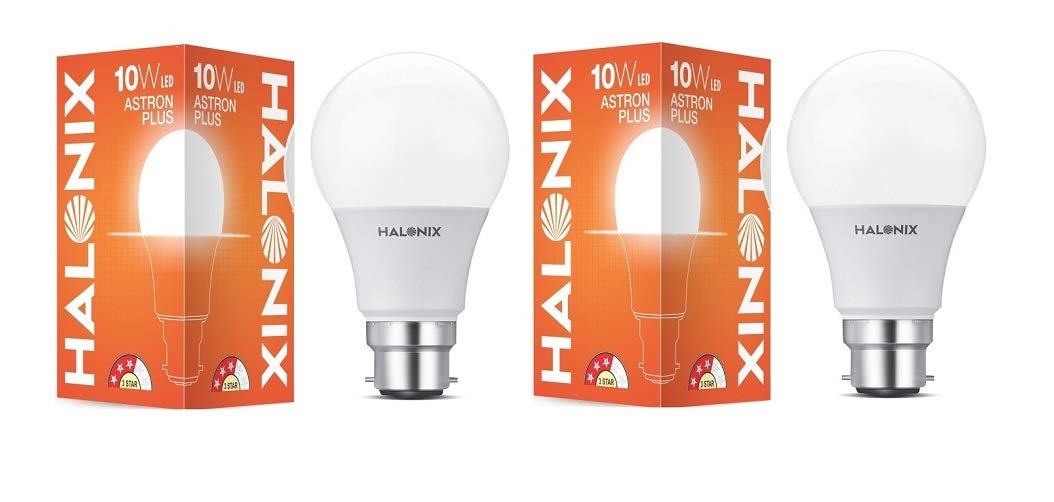 Halonix B22D 10-Watt Led Astron Plus (White, Round) - Pack of 2