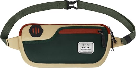 Harissons Orbito Water Resistant Waist Bag for Men & Women | Fanny Waist Pouch Pack | Ideal for Hiking, Travel, Camping & Outdoor Sports Activities (Cream & Green)