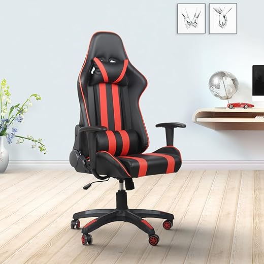 Homeland Design your Heritage Gaming Chair YG-702 Office Chair PC Chair with Ergonomics Lumbar Support, Racing Style PU Leather High Back Adjustable Swivel Task Chair (Black & Red)