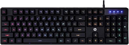 HP K300 Backlit Membrane Wired Gaming Keyboard with Mixed Color Lighting, 4 LED Indicators, Matte Finish Double Injection Key Caps and Windows Lock Key / 3 Years Warranty(4QM95AA)