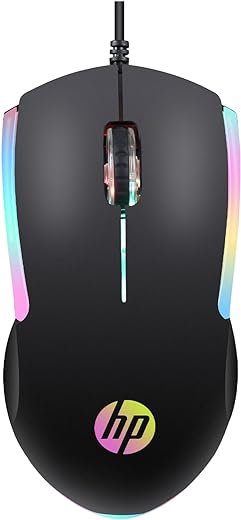 HP M160 USB Wired Gaming Optical Mouse with LED Backlight, 1000 DPI, 3 Buttons and Press Life Up to 3 Million Clicks, 1 Year Warranty (843W8AA, Black)