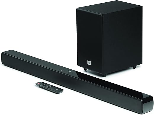 JBL Cinema SB241, Dolby Digital Soundbar with Wired Subwoofer for Extra Deep Bass, 2.1 Channel Home Theatre with Remote, HDMI ARC, Bluetooth & Optical Connectivity (110W)