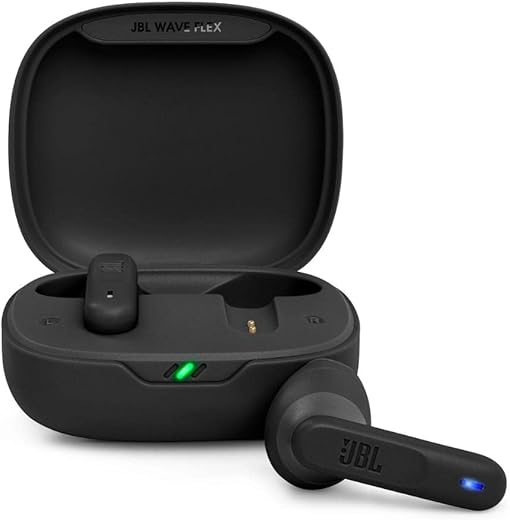 JBL Newly Launched Wave Flex in-Ear Wireless Earbuds TWS with Mic,App for Custom Extra Bass EQ, 32Hrs Battery, Quick Charge, IP54 Water & Dust Proof, Ambient Aware, Talk-Thru,Google FastPair (Black)