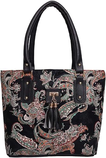 jsm fashion Women's Handbag (BLACK PRINT_Black)