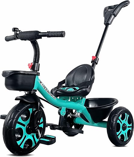 Kidsmate Junior Tricycle for Kids with Parental Control | Cycle for Kids 1-4 Years | Baby Cycle | Bicycle for Kids with Storage Basket, Cushion Seat and Seat Belt Carrying Capacity 30 Kgs