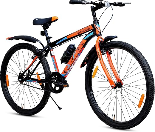 Leader Spyder 27.5T MTB Cycle/Bike Single Speed with Complete Accessories for Men - Matt Black/Orange Ideal for 15+ Years | Frame: 19 Inches