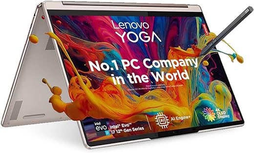 Lenovo Yoga 9 Intel Evo i7 1280P 14"(35.56cm) QHD OLED 2-in-1 400Nits Laptop(16GB/1TB SSD/Win 11/Office 2021/Backlit KB/E-Colour Pen/1Yr Warranty/Alexa/3 Month Game Pass/Oatmeal/1.4Kg), 82LU008TIN