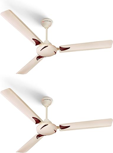 LONGWAY Creta P2 1200 mm/48 inch Ultra High Speed 3 Blade Anti-Dust Decorative Star Rated Ceiling Fan 2 Year Warranty (Ivory, Pack of 2)