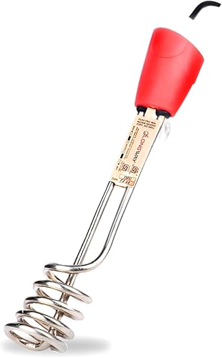 Longway Immensio 1500 Watts Immersion Rod, Water Heater with Waterproof & Shockproof Protection ISI Certified | 1-Year Warranty | Red, Copper