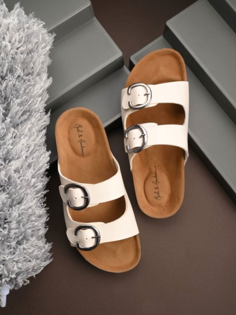 Mast & Harbour Open Toe Flats with Buckles