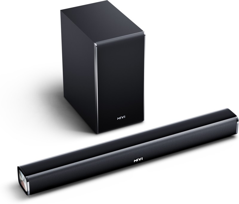 Mivi Fort S160 With Sub woofer, Surround Sound, BT v5.3 160 W Bluetooth Soundbar(Black, 2.1 Channel)