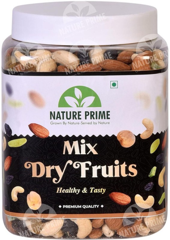 Nature Prime Mix Dry Fruits Almonds|Cashew|Kishmish|Apricot|Black Raisins|Dried Kiwi Almonds, Cashews, Raisins, Apricots, Kiwi(1 kg)