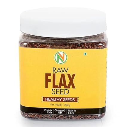 NatureVit Raw Flax Seeds 250g - Alsi Seeds | Fibre Rich | Flax Seeds for Hair Growth | Seeds for Eating
