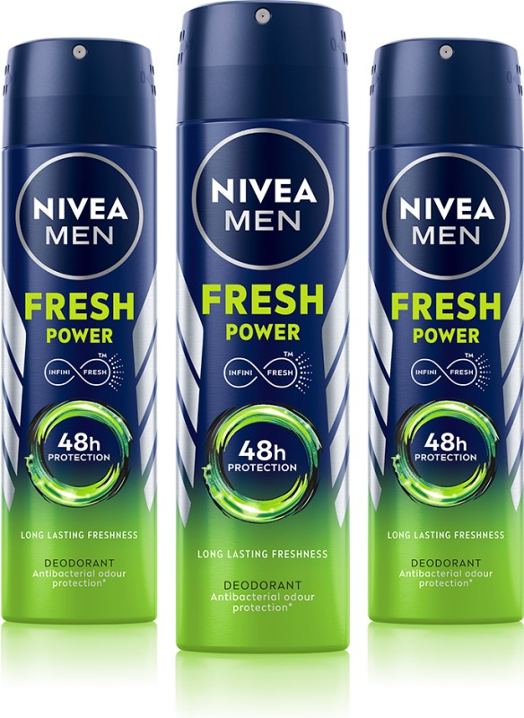 NIVEA MEN Fresh Power Deodorant Spray Deodorant Spray - For Men(150 ml, Pack of 3)