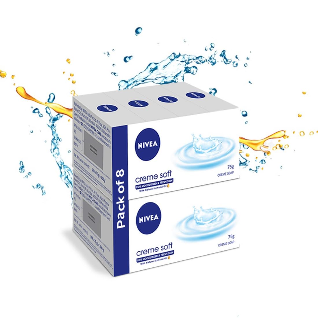 NIVEA Soap, Creme Soft, For Hands And Body,75 g (Pack of 8)