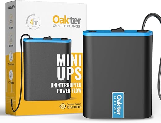 Oakter Mini UPS for 12V WiFi Router Broadband Modem | Backup Upto 4 Hours | WiFi Router UPS Power Backup During Power Cuts | UPS Broadband Modem | Current Surge & Deep Discharge Protection