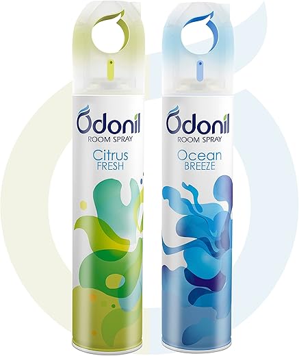 Odonil Room Air Freshner Spray - 440ml Combo (Pack of 2, 220ml each) | Citrus Fresh & Ocean Breeze | Nature Inspired Fragrance for Home & Office | Long Lasting Fragrance