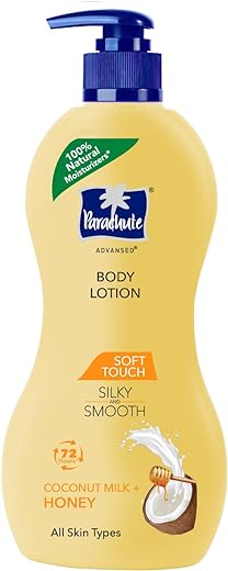 Parachute Advansed Soft Touch Body Lotion for Women & Men, All Skin types, 400ml | Pure Coconut Milk & Honey, 100% Natural, 72h Moisturisation