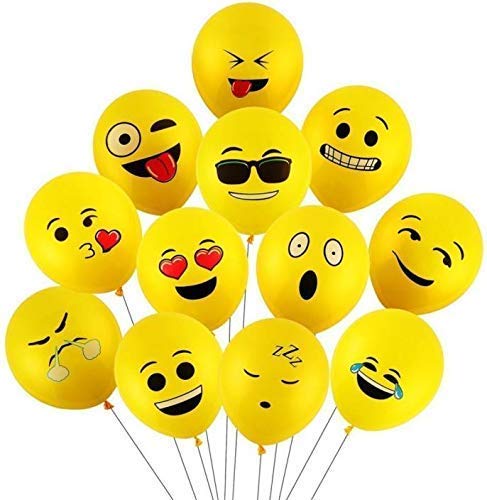 Party Propz Yellow Emoji Balloon - 25 Pcs, Balloons for Decoration | Smiley Theme Balloons for Party | Balloons for Kids | Birthday Balloons Decor | Balloon Printed Face Expression | Smiley Balloons