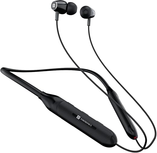 Portronics Harmonics Z7 Bluetooth Wireless in Ear Earphones with Upto 40 Hours Playback, 10mm Dynamic Driver, Gaming Mode, High Bass, IPX4 Water and Sweat Resistant, Type C Fast Charging(Black)