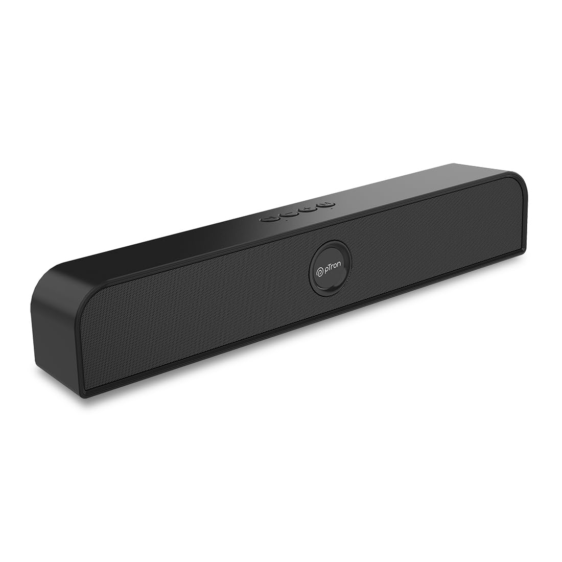 pTron Musicbot Evo 12W Bluetooth Soundbar Speaker 5.0 Mini Soundbar, 10Hrs Playback Time, Stereo Soundbar for Phone/TV/Laptop/Tablets/Projectors, Multi Modes Aux/TF Card/USB Drive & TWS Pairing(Black)