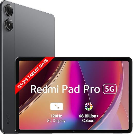 Redmi Pad Pro| Snapdragon 7s Gen 2| 30.7cm(12.1") Tablet| 33+ Days Standby|10000mAh| HyperOS| 120Hz|6GB, 128GB| Quad Speakers|Wi-Fi 6| Graphite Grey