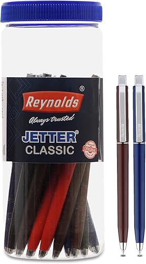 Reynolds JETTER CLASSIC Ball Pen SET - 20 PENS BLUE | MULTI BODY COLOR BALL PEN WITH COMFORTABLE GRIP |BLUE BALL PENS FOR WRITING | PEN FOR PROFESSIONALS | 0.7 mm TIP SIZE