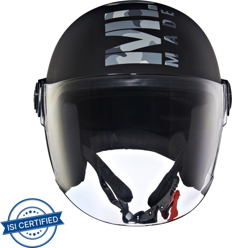 ROYAL ENFIELD Coopter Camo Printed MLG Open Face with Visor ISI Certified Motorbike Helmet(MATT BLACK)