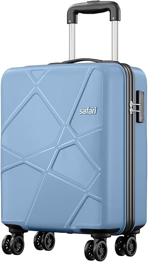 Safari Pentagon Plus 55 Cms Small Size Cabin Hardshellside Polypropylene 8 Wheels Luggage/Suitcase/4 Wheel Inline Trolley Bag with TSA Lock (Slate Blue)