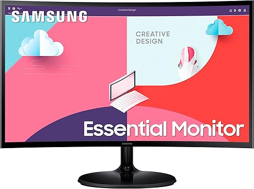 Samsung 24-Inch(59.8cm) FHD, 75 Hz, 1800R Curved 1,920 X 1,080 LED Monitor, VA Panel, Slim Design, AMD Freesync, Game Mode, Flicker Free, HDMI, Audio Port (LS24C360EAWXXL, Black)