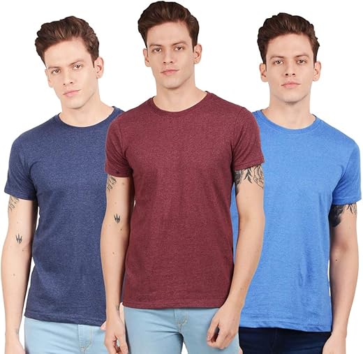 Scott International Men's Regular Fit T-Shirt - Cotton Blend, Half Sleeve, Round Neck, Stylish, Solid Plain T-Shirts for Men, mens t shirt - Pack of 3